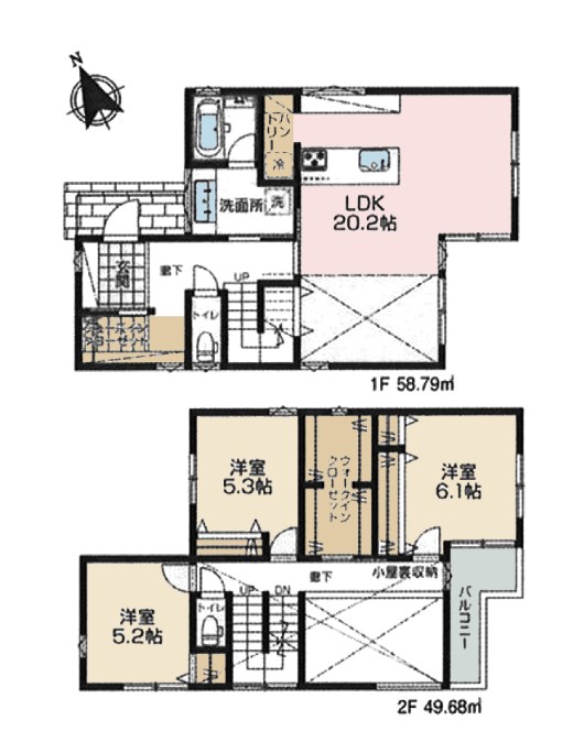 参考プラン(建物面積:108.48㎡・建物価格:2300万円(税込))