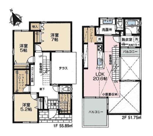 参考プラン(建物面積:107.65㎡・建物価格:2300万円(税込))