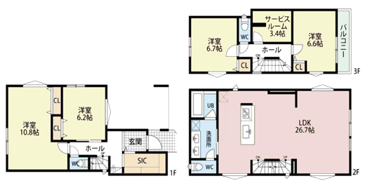 参考プラン(建物面積146.86平米・建物価格2700万円(税込))